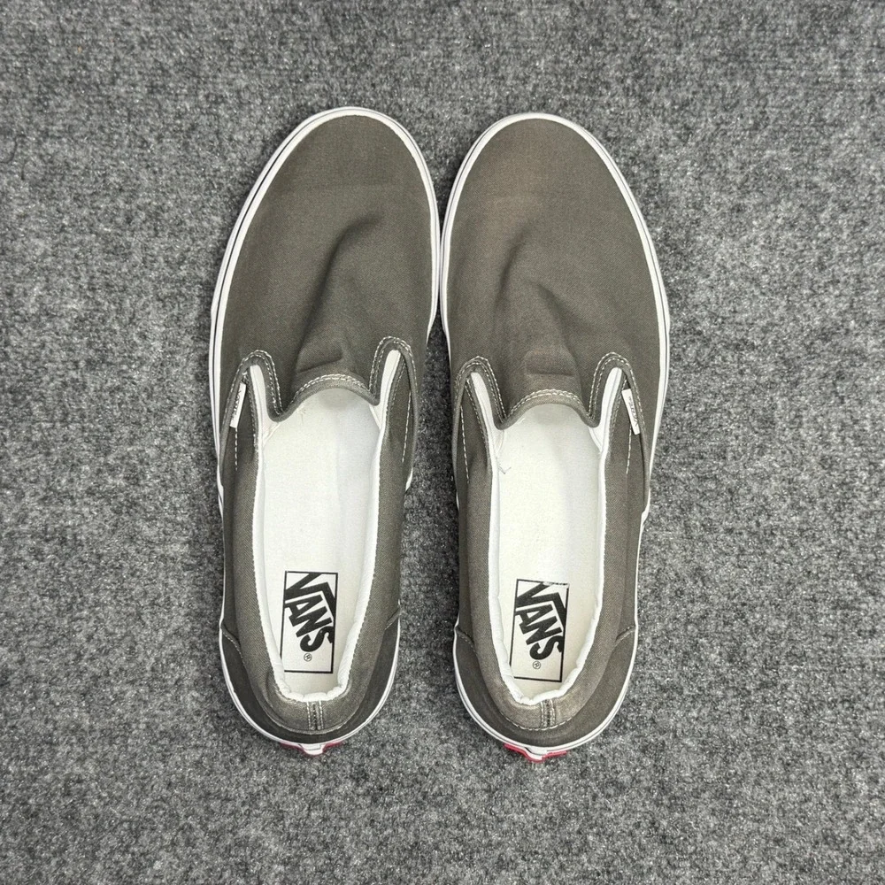 Vans Classic Slip On Shoe Men 13 Grey Canvas Retro Athletic Casual Skate Sneaker